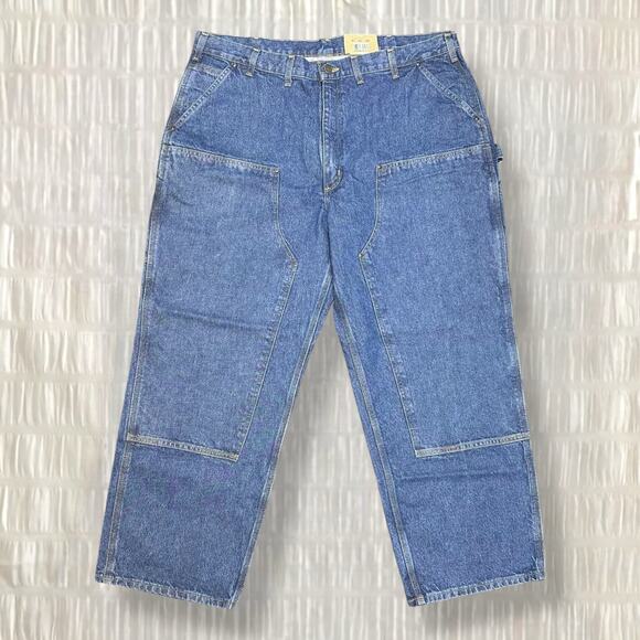Vintage Carhartt Blue Carpenter Dungaree Jeans - Men’s Size 44 x 30 - Picture 1 of 5